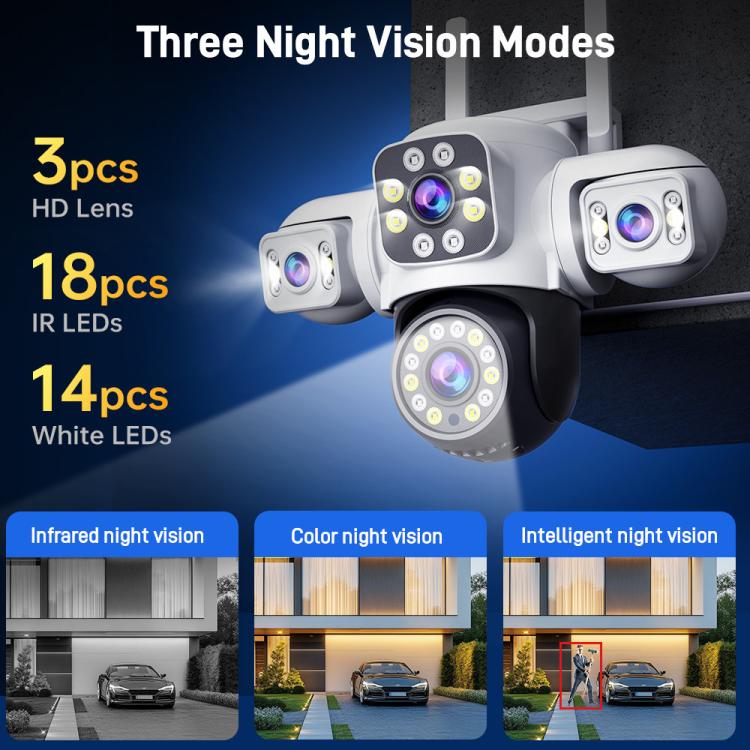 2MP HD 360 Degree Panorama 3 Lens IP66 Waterproof Wireless WiFi Camera, 15 Days Memory Card, 30 Days Memory Card 2MP HD 360 Degree Panorama 3 Lens IP66 Waterproof Wireless WiFi Camera, 15 Days Memory Card, 30 Days Memory Card